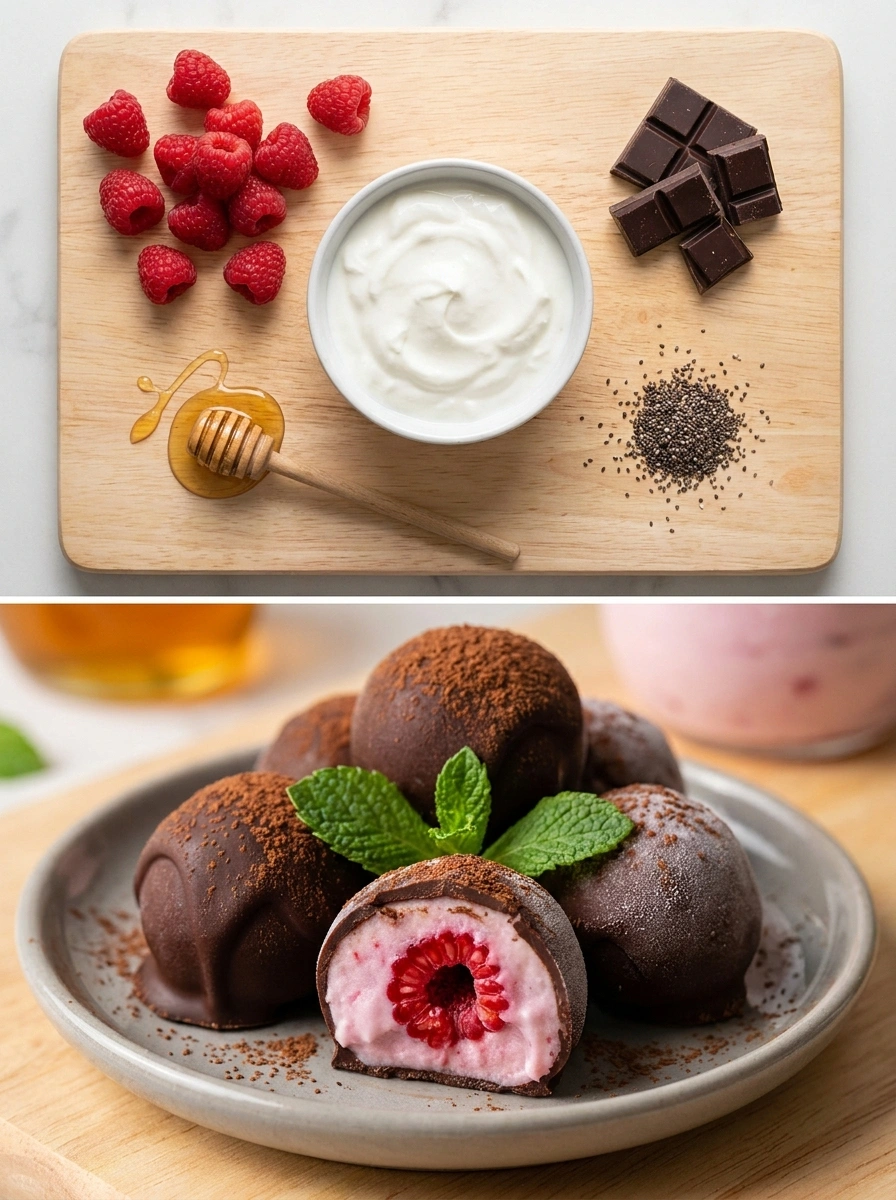 Frozen Raspberry Chocolate Yogurt Bites